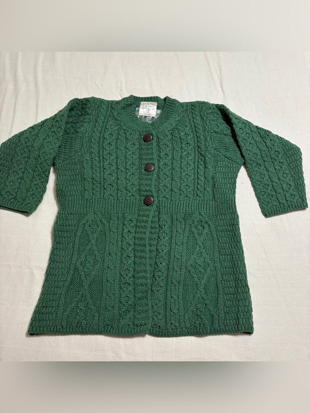 Kilronan Sz S Knitwear Irish Merino Wool Sweater, 100% Pure New Wool NWOT.GREEN